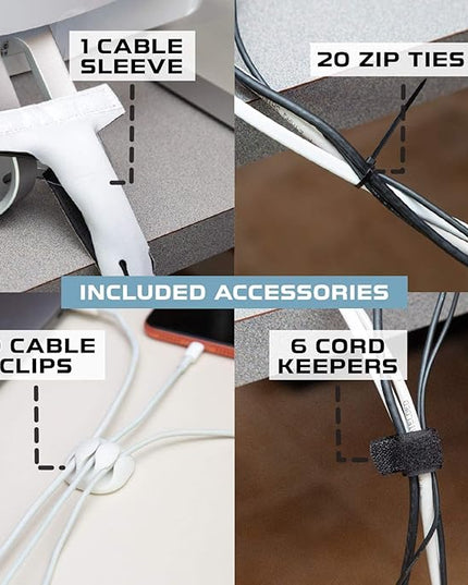 Iron Forge Cable Cable Management Box, 2 Pack - Cord Organizer and Hider for Wires, Power Strips, Surge Protectors & More - Includes Cord Sleeve, Hook and Loop Keepers, Zip Ties & Clips
