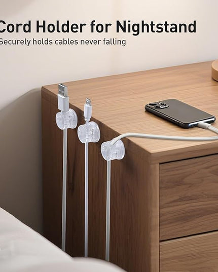 AGPTEK 8 Pack Magnetic Cable Clips, Upgraded 360° Rotatable Cord Holder Clips for Nightstand, Desk Cord Organizer Adhesive Wire Management Home Office Phone Charging Cords USB Cable Keeper (Clear)