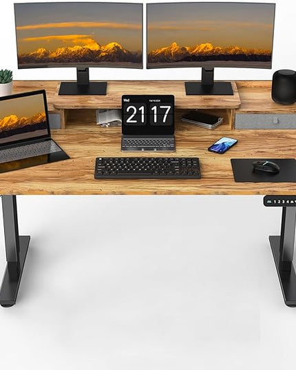 63 x 30 Inch Electric Standing Desk with 2 Drawers, Adjustable Height Widened Stand Up Desk with Storage, Sit to Stand Ergonomic Workstation for Home Office, Light Rustic