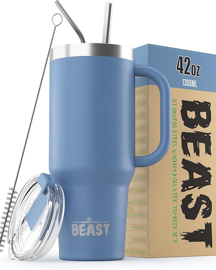 Beast 42 oz Tumbler Stainless Steel Vacuum Insulated Coffee Ice Cup Double Wall Travel Flask (Stormy Sky Blue)