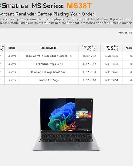 Smatree MS38T Hard EVA Protective Sleeve Case with Stand Compatible for 14inch Lenovo ThinkPad X9 14, for 14inch Yoga Book 9i, for 13inch ThinkPad X13 Yoga Gen 3/2, for 13inch Yoga6 Gen 8/7