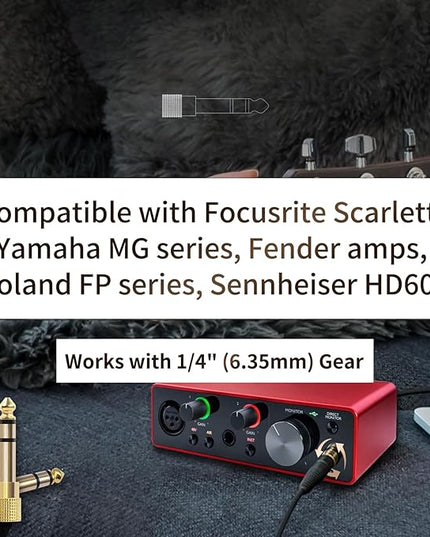 Nadadora 6.35mm (1/4 Inch) Male to 3.5mm (1/8 Inch) Female Stereo Audio Adapter, 1/4 to 1/8 Headphone Jack Converter for Guitar Amp, Mixer, Speaker, Earphones, AUX Cable 2 Pack
