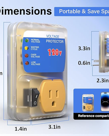 [ETL Listed] BSEED Surge Protector, Outlet Voltage Protector for Home Appliances, Power Surge Protector Suit for Refrigerator, Computer and Freezer, Adjustable Voltage Regulator, 120V, 1800W, 1 Pack