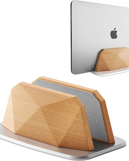 Vertical Laptop Stand - Wooden Adjustable Laptop Holder,Desktop Dock Compatible with All MacBook, Surface,Chromebook,Dell & More(Beechwood)