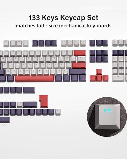 XVX Shine Through Keycaps -133 Keys Cherry Profile Double Shot PBT Keycaps Compatible for 60%/75%/100% Retro Gaming Mechanical Keyboard-Vintage Red