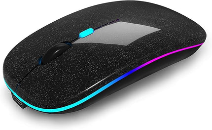 Wireless Bluetooth Mouse Rechargeable Laptop Mice with LED Use Portable(BT5.2 and USB 2.4G) Dual Mode Connection Silent Slim Computer Mouse for Laptop/iPad Tablet/Apple MacBook/PC(Pearl Black)