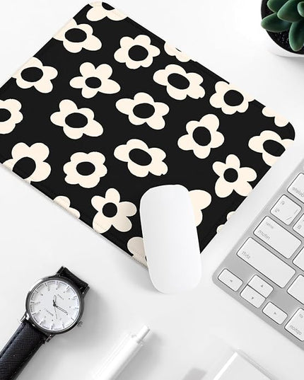 White Flowers Square Mouse Pad,Non-Slip Rubber Base Mouse Pad,Home Office Decoration Desktop Accessory,Laptop Mouse Pad for Office Laptops,9.4x7.8x0.12in