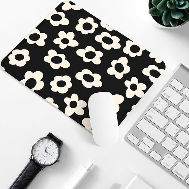 White Flowers Square Mouse Pad,Non-Slip Rubber Base Mouse Pad,Home Office Decoration Desktop Accessory,Laptop Mouse Pad for Office Laptops,9.4x7.8x0.12in