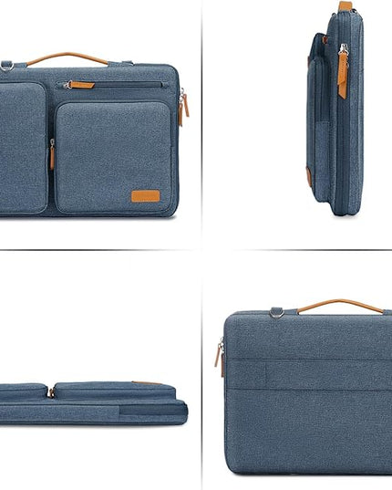 MOSISO 360 Protective Laptop Shoulder Bag,17-17.3 inch Computer Bag Compatible with MacBook, HP, Dell, Lenovo, Asus Notebook,Side Open Messenger Bag with 4 Zipper Pockets&Handle, Haze Blue