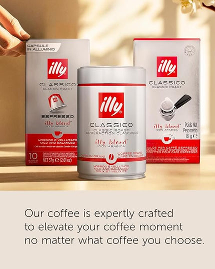 illy Ground Coffee Moka - 100% Arabica Flavored Coffee Ground - Rich Aromatic Coffee Grounds Profile – Intenso Dark Roast – Warm Notes of Cocoa & Dried Fruit - No Preservatives – 8.8 Ounce