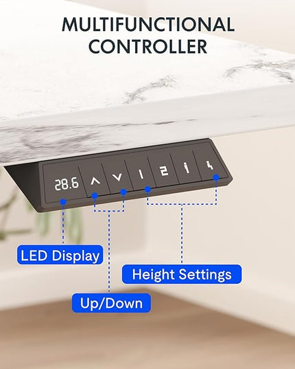 FLEXISPOT EN2 Whole-Piece Standing Desk with Clamp Power Strip, 48 x 24'' Electric Stand Up Height Adjustable Desk with Cable Management (Gray Frame + 48" Marble Gray, 2 Packages)