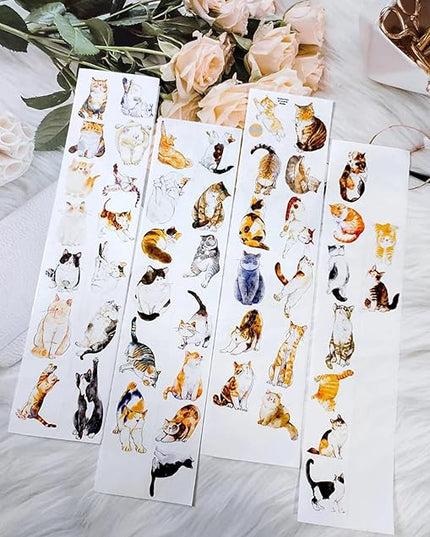 RICHTAPES Seahorse Forest Vol3-A20 Meow,Original Design Cute Cat Vintage Matte PET Washi Tape Stickers,for Scrapbook Supplies,Scrapbook Tape,Junk Journal Stickers,Bullet Journal Supplies
