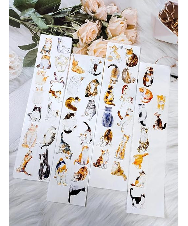 RICHTAPES-Seahorse Forest Vol3-A20 Meow,Original Design Cute Cat Vintage Thin Washi Tape Stickers,for Scrapbook Supplies,Scrapbook Tape Stickers,Junk Journal Stickers,Bullet Journal Supplies