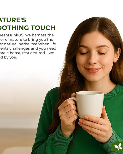 FreshDrinkUS, Evening Time Herbal Tea – 30 Tea Bags – Caffeine-Free Blend with Senna, Peppermint, Chamomile, Licorice, Ginger, Reishi Mushroom – Relaxing Herbal Infusion – Non-GMO & Natural