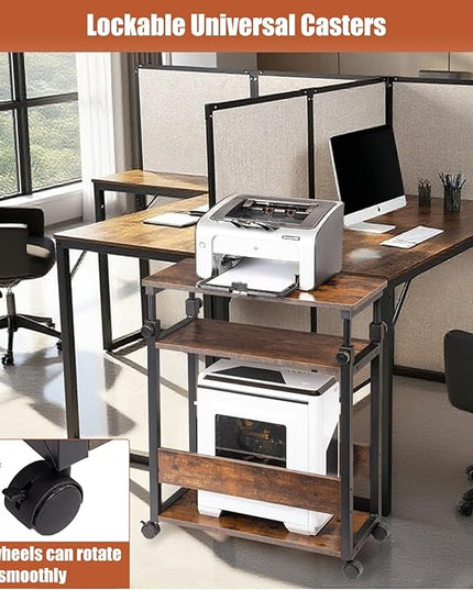 TooCust Height Adjustable Computer Tower Stand, Computer & Machine Carts, PC Tower Stand, Printer Stands with Wheels, 24" W x 12" D x 23"-38" H, Holds Up to 132 lbs (Fits Tower Lower Than 19")