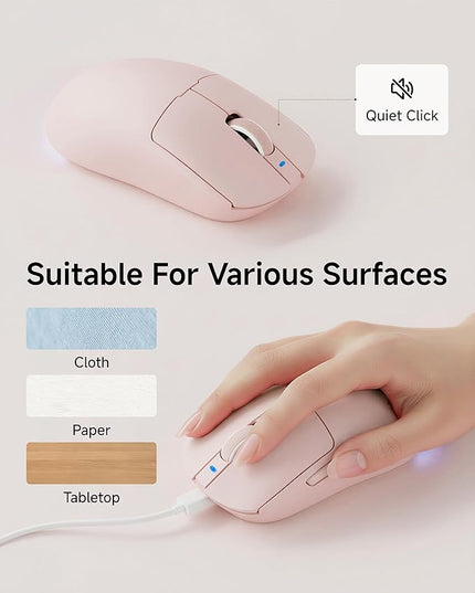 C98 Wired Keyboard and Mouse Combo, Wired Computer Keyboards with Wrist Palm, Double-Shot Keycaps, Silent RGB Backlight Keyboard for Windows/MAC/PC (Creamy Pink)