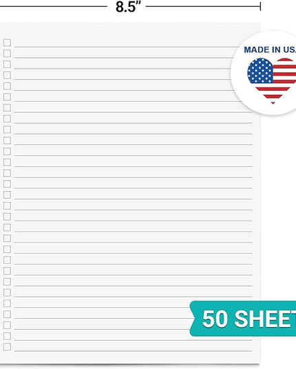 321Done Checklist Notepad - (8.5" x 11") Wide-Ruled Letter Size, to-Do's Notepad Tear Off, Planning Memo Pad, Planner Checklist Organizing - Made in USA - Unisex Minimalist Simple Checkboxes in List