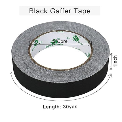 BOMEI PACK Black Gaffer Tape, Matte Non-Reflective, 1inch x 30yds No Residue Hand Tear Self-Adhesive Gaffer Tape for Labeling, Cable, Stage, Photography, Painters and Duct Repair, 1 Pack