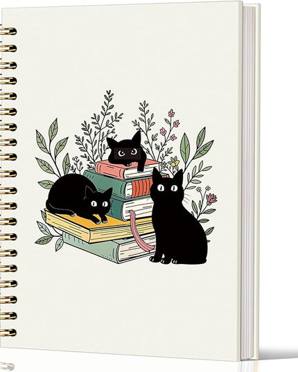 Lacama Cat Notebook Journal, Cute Cat Notebook Gifts for Women, Gifts for Cat Lovers, Cat Stationary, Trendy Black Cat Spiral Notebooks, Cat Notepad, School Supplies, Office Supplies 5.5x8.3