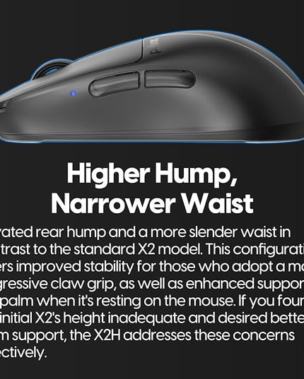 Pulsar Gaming Gears X2H mini Wireless Gaming Mouse, Ultra Lightweight 1.83 oz (52 g), Symmetrical, Optical Switch, 2.4 Ghz 1 ms, 26000 DPI, PAW3395 Sensor (Mini, Wireless, Black)