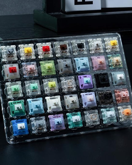 GATERON Keyboard Switches Tester, Magnetic Jade Oil King Milky Yellow Pro Oil King Baby Kangaroo Racoon Ink Wall Stem Box Black Pink for MX Mechanical Gaming Keyboard (35pcs)