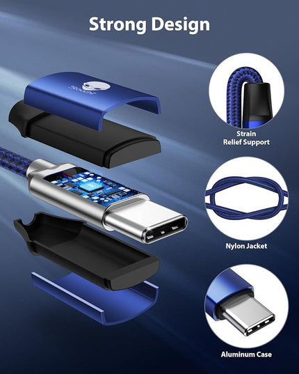 Stouchi USB C to 3.5mm Dongle Adapter, Type C Headphone Audio Jack Cable Cord Hi-Fi DAC Chip for iPhone 17/16 /15, Pixel 9/8 /7/6, iPad, Samsung Galaxy S25 S24 S23 Ultra (2, Blue, 0.38ft*2)
