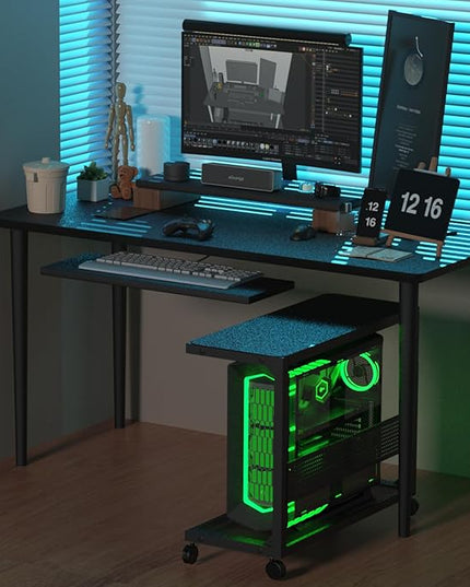 Moricher Computer Tower Stand - Height Adjustable 2-Tier ATX-Case PC Stand Printer Rack Pegboard with Rolling Wheels & Mousepad for Home Office Gaming Accessories