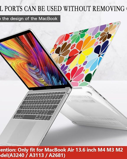 CISSOOK Compatible with MacBook Air 13.6 inch Case 2025 2024 2023 2022 Release A3240 A3113 A2681, Plastic Hard Shell Case Keyboard Cover Set for MacBook Air 13 inch M2 M3 M4, Colorful Floral
