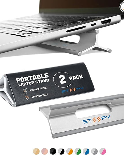 Steepy Portable Laptop Stand for Desk – Adjustable Height, & Portable Laptop Holder – Ergonomic Computer Stand for Cooling & Comfort – Slip-Proof, Sturdy Design – Universal Fit for 13-17 Inch Devices