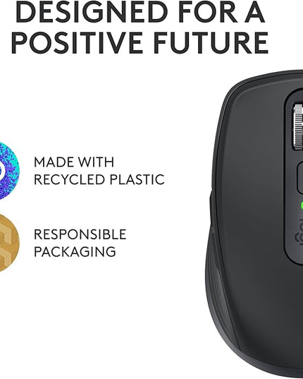 Logitech MX Anywhere 3S Compact Wireless Mouse, Fast Scrolling, 8K DPI Any-Surface Tracking, Quiet Clicks, Programmable Buttons, USB C, Bluetooth, Windows PC, Linux, Chrome, Mac - Graphite