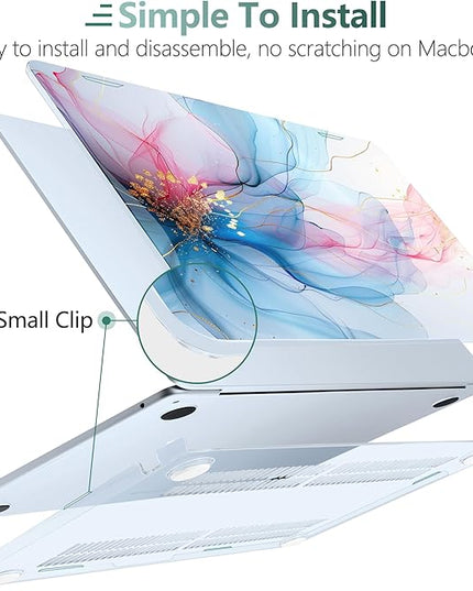 DONGKE for M4 MacBook Air 13.6 Inch Case 2025 2024 2023 2022 Model A3240 A3113 A2681 M3 M2 Chip, Plastic Hard Shell Case Cover with Touch ID for MacBook Air 13 Inch M4 - Soft Flowing Colors