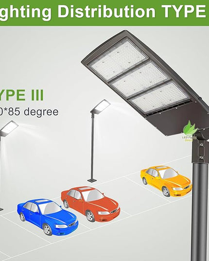 450W LED Parking Lot Lights, LED Street Area Lights, 20KV Surge Protector, 1-10V Dimmable, 1000-1500W MH Equiv LED Shoebox Lights, 63,000LM 5000K 100-277V DLC UL Certified