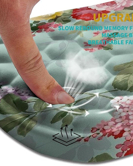 Hokafenle Ergonomic Mouse Pad Wrist Support, Wrist Rest Mousepad for Carpal Tunnel Pain Relief with Integrated Memory Foam Slope Massage Bulge (11.8x7.9 inch,Graceful Peony