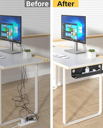 Yecaye 2 Pack Cable Management Under Desk, 31.5 in Under Desk Cable Management Tray,Cord Hider,Cord Organizer, No Screw Wire Management for Office and Home, Black