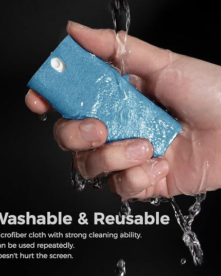 CLICK CLEAN Touchscreen Mist Cleaner, Screen Cleaner, All in One Screen Cleaner Spray with Microfiber and Phone Stand for All Phones, Laptop and Tablet Screens (Light Blue)