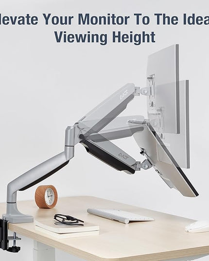 AVLT Single 17"-45" Monitor Arm Desk Mount Premium Mechanical Spring fits One Flat/Curved/Ultrawide Monitor Full Motion Height Swivel Tilt Rotation Adjustable, Gray