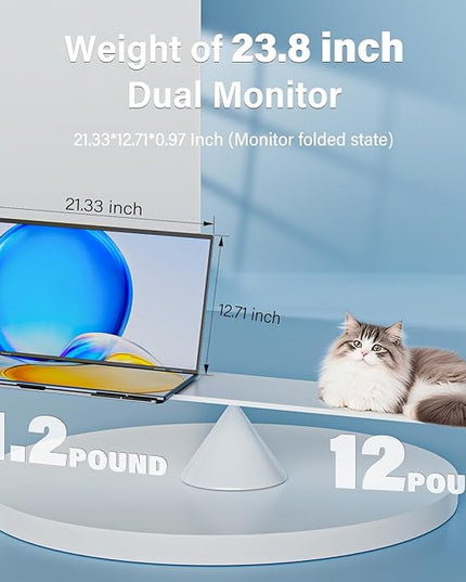 InnoView 23.8" FHD Dual Portable Monitor 1920x1080P 100% sRGB - Foldable & Stackable Design with 315° Screen Adjustment & 180° Stand | USB-C/HDMI, Dual Monitor for Laptop, Mac, Windows