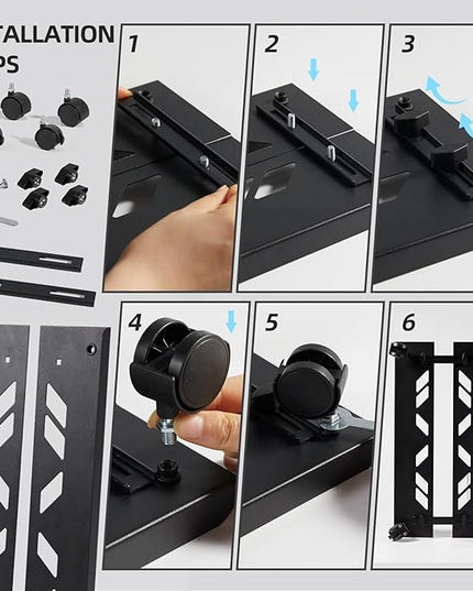 Adjustable Computer Tower Stand, Ventilated Mobile CPU Stand Fits Most PC Tower, Steel Desktop CPU Holder with Rolling Caster Wheels, PC Floor Cart Riser for Gaming Office Desk Accessories
