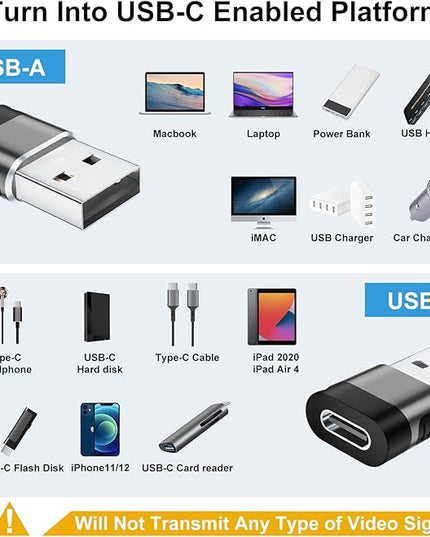 USB to USB C Adapter 4 Pack,USB C to USB A Adapter,USB-A Type C Male Female OTG Adaptor,USBA to USBC Converter for Phones,MacBook,iPad,Laptop,Tablet(Grey)