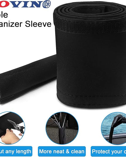 Trolling Motor Cable Sleeve, 60" L Black Neoprene Trolling Motor Sleeve Wire Cover Cable Wrap Organizer
