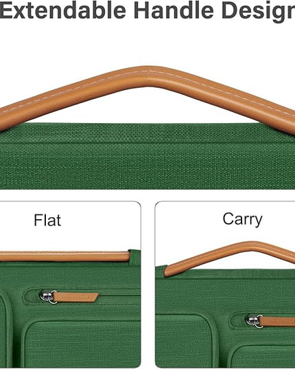 MOSISO 360 Protective Laptop Case 13.3 inch, 13-13.3 inch Laptop Sleeve Compatible with MacBook Air/Pro 13 / Pro 14,HP Dell Acer ASUS,Side Open Carrying Case with 4 Zipper Pockets&Handle,Jungle Green