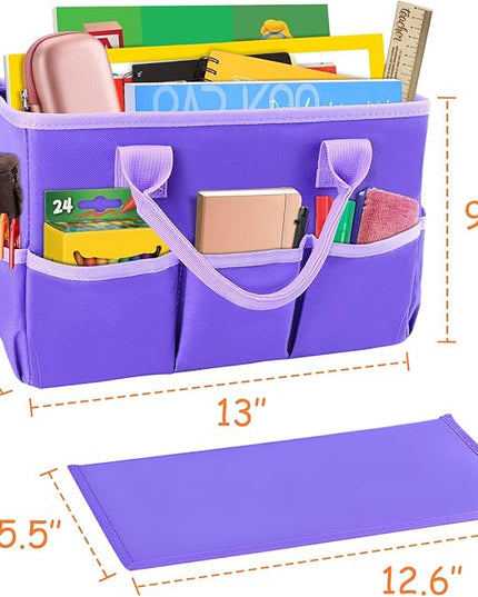 ZKOO Art Organizer Desktop Craft Storage Tote Bag for Crafts, Sewing, Paper, Art, Canvas, Supplies Storage Organization with Handles for Travel or Daily Use (Purple, Small)