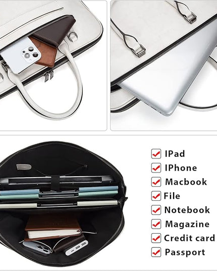 Blofinche Laptop Messenger shoulder bag: Genuine Leather work Briefcase 13.3 15.6 inch designer handbag