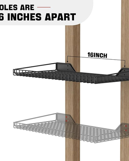 Ultrawall Wall Mounted Storage Shelf for Garage, 4 Pack Metal Shelf Rack, Heavy-Duty Wall Organizer Shelves Suitable for Shop, Shed, Garage 23.5inch x 12inch(Black)