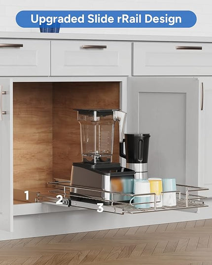 ROOMTEC Pull Out Cabinet Organizer, Cabinet Pull Out Shelves 14½" W x 21½" D, Heavy Duty Cabinet Drawers Slide Out Kitchen Cabinet Organizers Storage Shelf