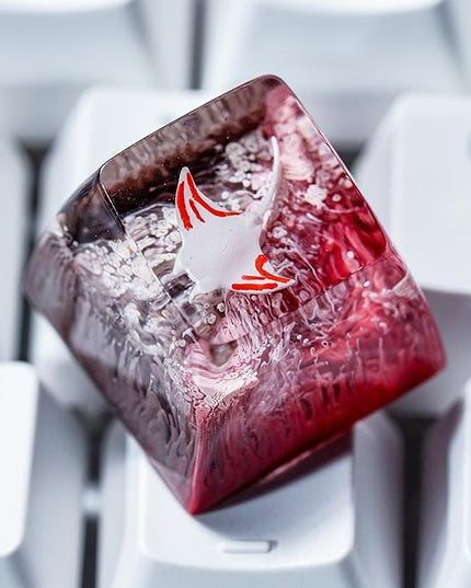 Manta Ray Artisan Keycap Pink Ocean Coral R1 SA Profile Custom Sea Creatures Keycaps 1U ESC Handmade Gaming Resin Key Cap Cherry MX Switch Compatible Mechanical Keyboard Manta Ray Lover Gift