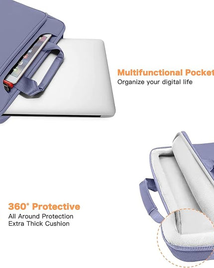MOSISO 360 Protective Laptop Shoulder Bag Compatible with MacBook Air 15 M4 A3241 M3 A3114 M2 A2941/Pro 16 inch M4 M3 M2 M1, 15-15.6 inch Notebook,Matching Color Sleeve with Belt, Lavender Gray