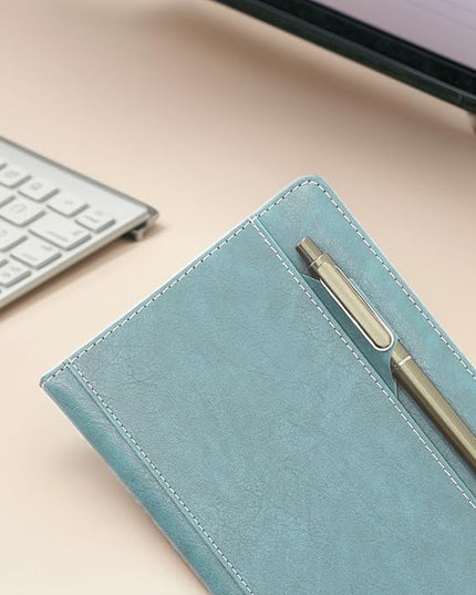SLFreMint Premium Hardcover Notebook with Pen and Pen Holder Clip, Card Pockets, 240 Pages, College Ruled, 80GSM, Leather Note Book for Work, Study, Diary and Other Scenarios, Suitable Journal for Both Men and Women