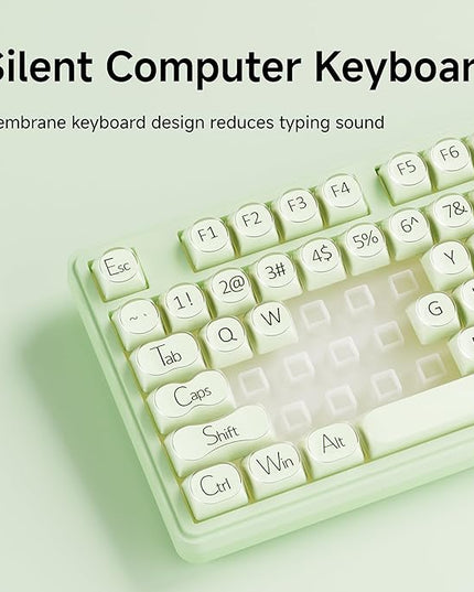 V102 Wired Keyboard, 98 Keys Creamy Gaming Keyboard with Number Pad, Display Screen & Media Knob RGB Silent Wired Cute Computer Keyboard for Laptop PC Gamer - Green
