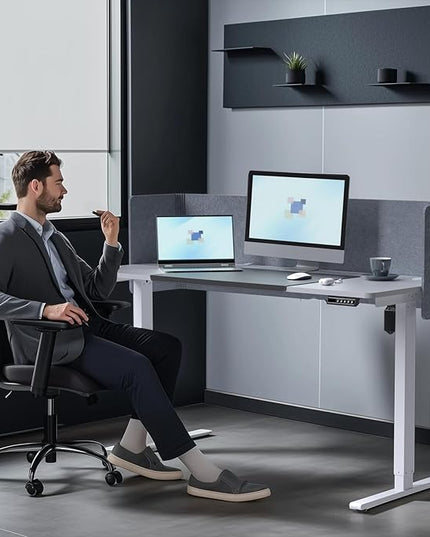 Desk Privacy Panel,2PCS L-Shaped Clamp-On Office Desk Divider,2-in-1 Adjustable Acoustic Desktop Partition Or Under Desk Modesty Screen,for Office,Home,Felt(Grey, 47.2" x 17.7")